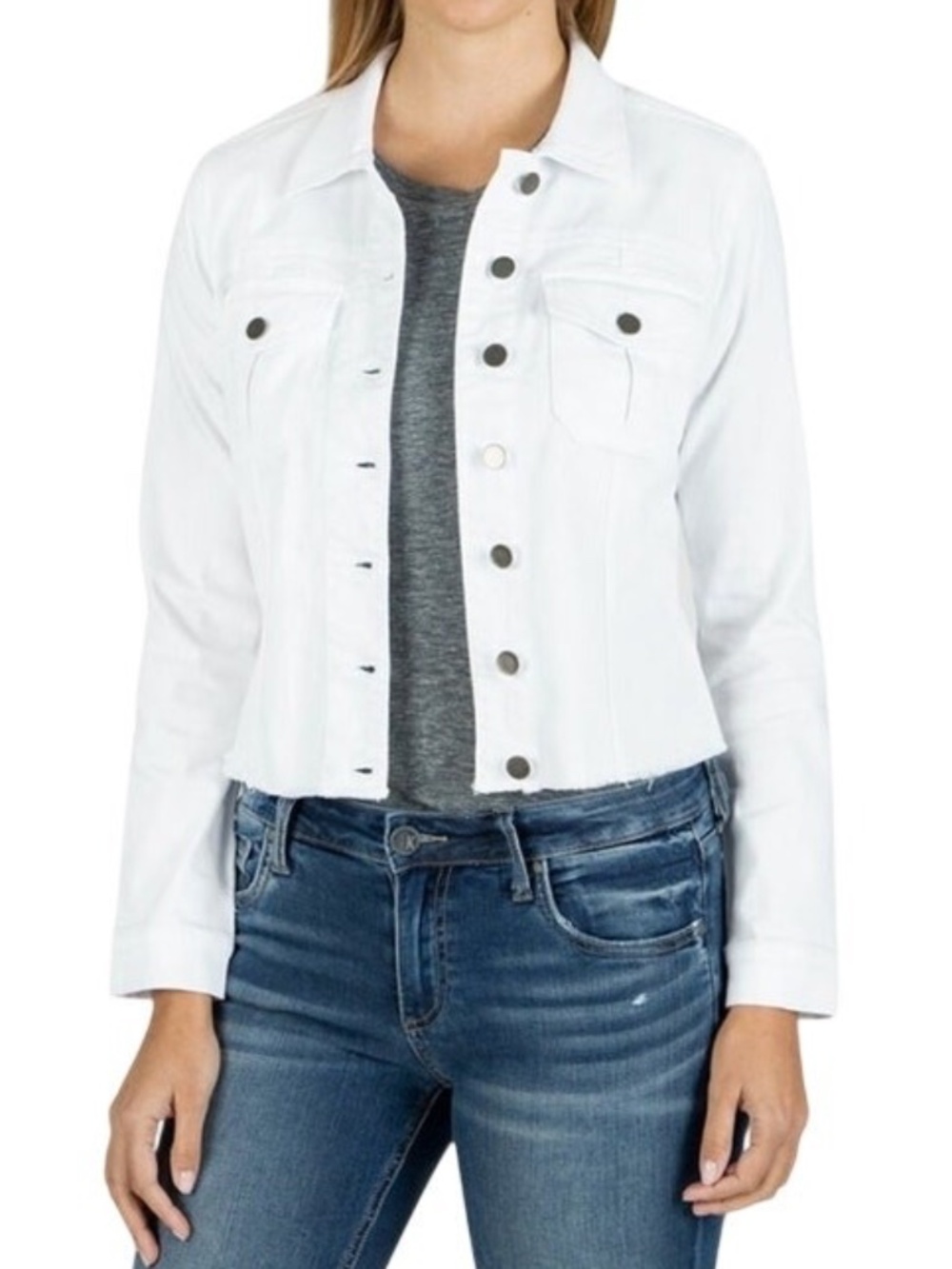 Kut From The Kloth Kara White Jean Denim Casual Trucker Jacket - size SP - NWT